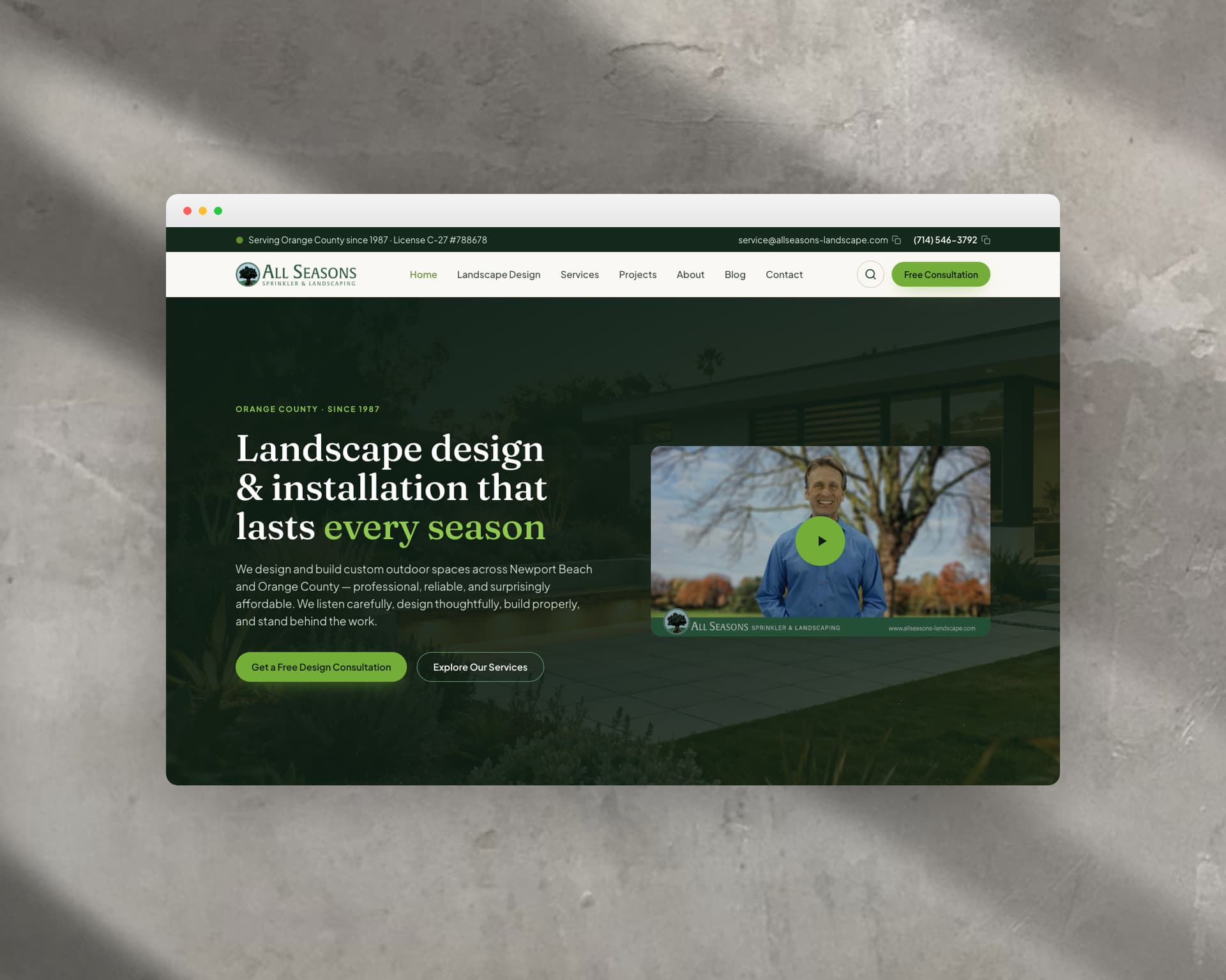 All Seasons Sprinkler and Landscaping Website — Web Design