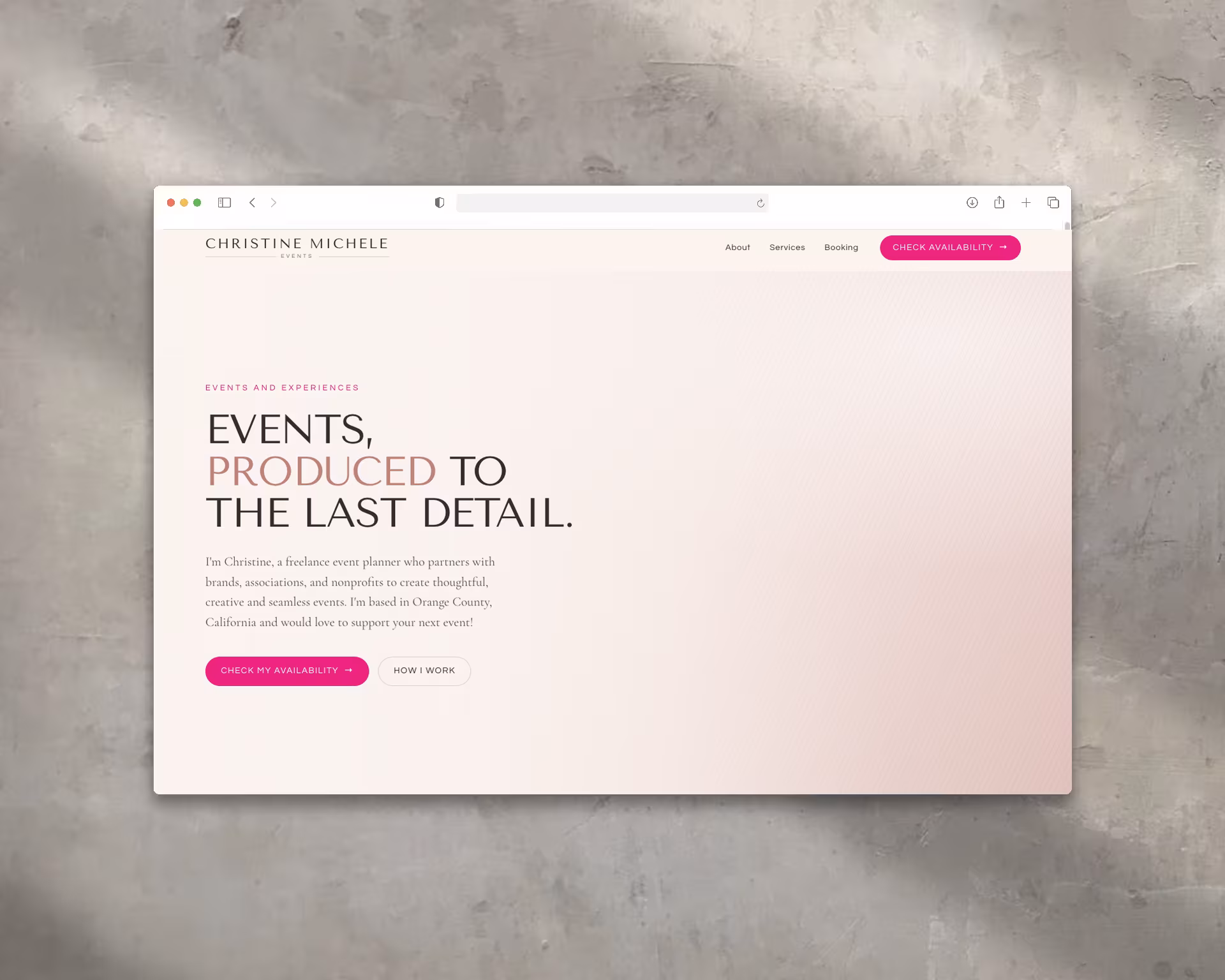 Christine Michele Events Website — Web Design